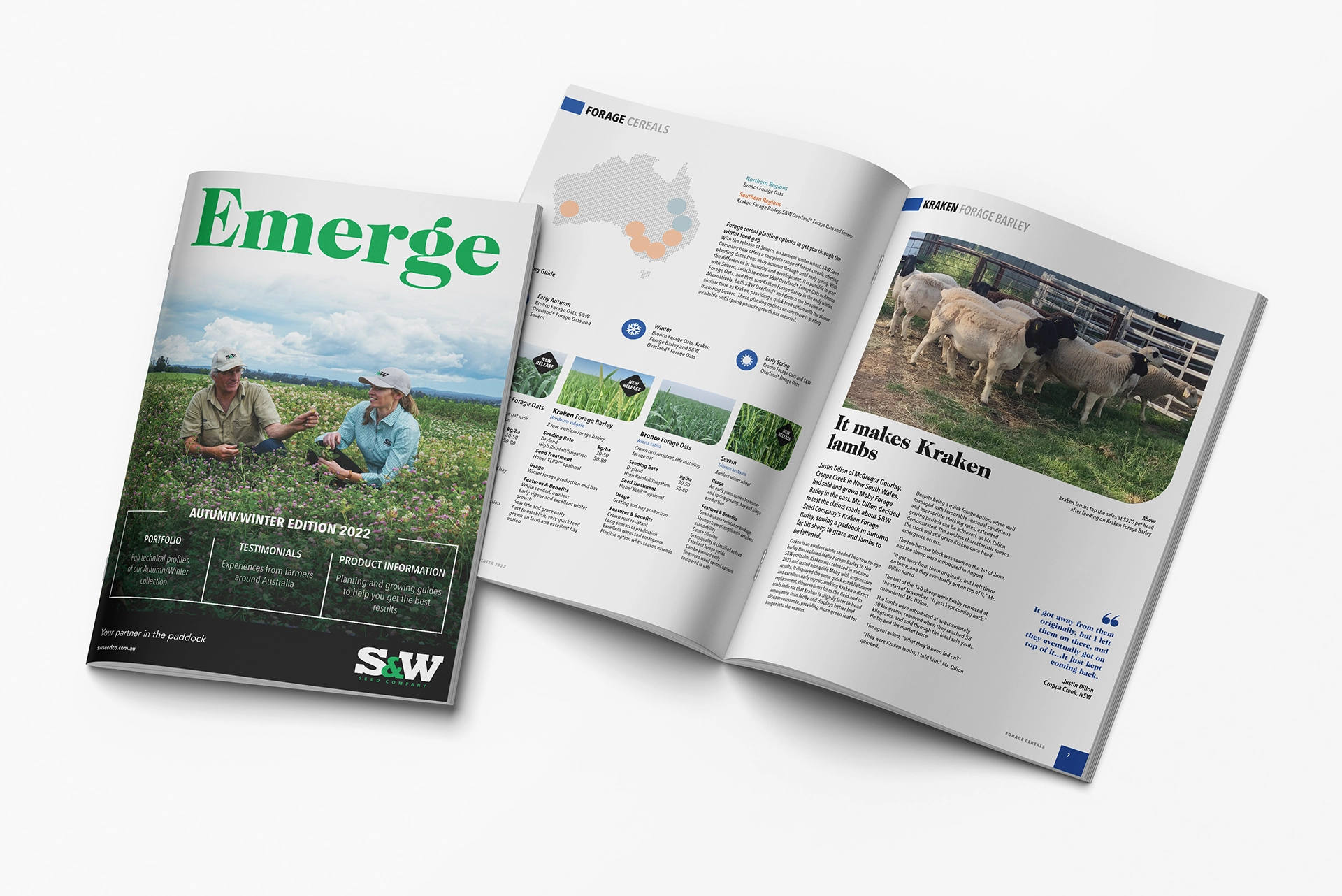 A close magazine entitled Emerge placed beside an open version of the same magazine